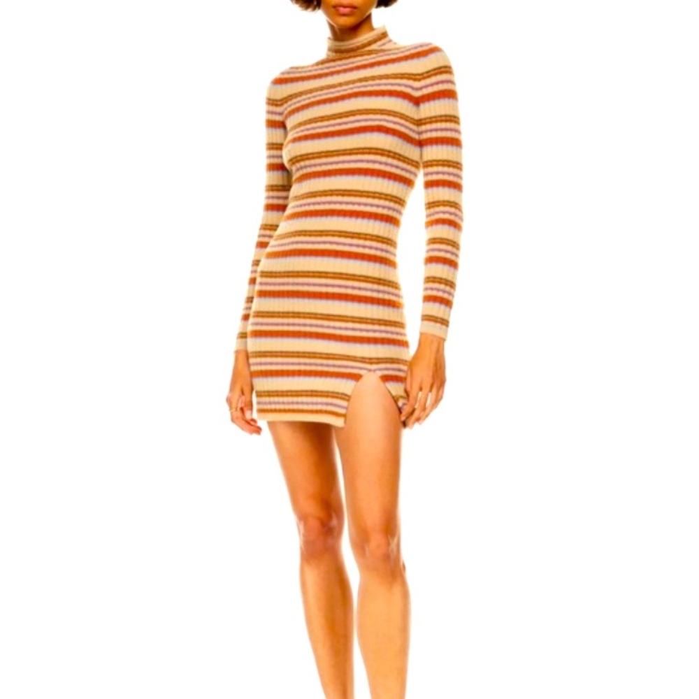 NWOT Aritza Wilfred Mock Neck Striped Long Sleeve Mini Dress Size XL